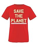 Comedy Shirts - Save The Planet - Jungen T-Shirt - Rot/Beige-Weiss Gr. 110/116