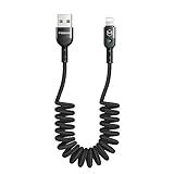 Mcdodo Spiral-USB-Kabel, einziehbares Kabel, Datensynchronisation, Ladekabel, Spiralkabel, Kfz-Ladekabel, für Phone X XR 8, 7-dehnbar bis 1,8 m Schw