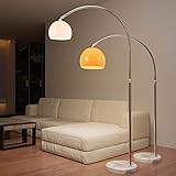 Jago® Bogenleuchte - Höhenverstellbar, 145-220/130-180 cm, LED E27, max.60W, Orange/Weiß, Edelstahl - Bogenlampe, Stehlampe, Stehleuchte, Standleuchte, Bogenstandleuchte (Höhe: 130-180 cm, Weiß)