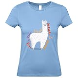 Shirt-Panda Damen T-Shirt · Save The Drama · Süßes Lama Shirt für Frauen und Mädchen · 100% Baumwolle · für Llama und Alpaka Fans · fair und nachhaltig · Hellblau M