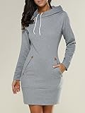 ZhaoZZ Kleider Damen, Kleid Damen Elegant, Winter Kleid, 8 Größen S-5XL, 5 Farben, Hochgeschlossenes Langärmeliges Sweatshirt-Kleid Mit Kapuze, Lässiges Sp