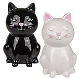 Bada Bing 2er Set Spardose Katze Kätzchen Für Liebhaber Ca. 15,5 cm Schwarz Weiß Sparschwein Mit Schlüssel Zuckersüß Geschenk Trend 47