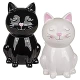 Bada Bing 2er Set Spardose Katze Kätzchen Für Liebhaber Ca. 15,5 cm Schwarz Weiß Sparschwein Mit Schlüssel Zuckersüß Geschenk Trend 47