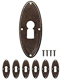FUXXER® - 6x Antike Schlüssel-Schilder, Schloss-Rosetten, Schloss-Beschläge, Abdeckung für Schlösser, Schlüssel-Loch, Vintage Messing Bronze Jugendstil, Art Deco Design, 6er Set, 60 x 24
