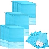 Lamondre 20 Stück große Reise-Schuhbeutel, tragbar, staubdicht, wasserdicht, Kordelzug, Schuh-Aufbewahrungstasche, Organizer mit transparentem Fenster (blau)