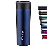 720°DGREE Premium Thermobecher “PleasureToGo” - 450ml, BPA-Frei, Auslaufsicher - Schlanker Edelstahl Kaffeebecher to go, Isolierbecher, Reisebecher Travel Mug mit Deckel - 360°-Trinköffnung - 5h heiß