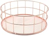 WKLIANGYUANPING Eierbox, Eierkorb Obstkorb Rose Gold Eisen Aufbewahrungskorb Draht Lager Bin Stapelbarer Make-up Organizer Schmuck Süße Aufbewahrungstablett (Color : Pink)