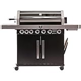 MAXXUS Gasgrill BBQ Chief 12.0 - 6 Edelstahlbrenner, Seitenbrenner, Ice-Box, Gusseisenrost, Motor-Drehspieß