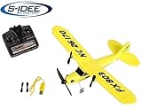 s-idee® 21002 Flugzeug Piper J3 FX803 Flieger Trainer rc ferngesteuert mit 2.4 Ghz Technik mit Lipo Akk