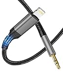 [Apple MFi Certified] Auto AUX Kabel für iPhone, Audiokabel Aux-Kabel Lightning auf 3,5 mm Premium Audio für iPhone 12/11/7/7 P/8/8 P/X/XS/XR, Autoradios, Lautsprecher, Kopfhörer Grau Schwarz-1M
