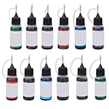 12Pcs Temporäre Tattoo Ink Kit, 6Color Liquid Black DIY Semi-permanentes Tattoo Practice Ink Set für Männer und Frauen, Flasche 15ml/0.5