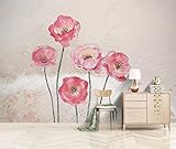 Fototapete 3D Effekt Handgemalte Aquarellblumen Rosa Tapeten Vliestapete Wohnzimmer Wandbilder Wanddek