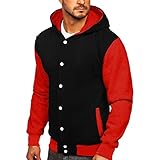 Baseball Jacke Herren College Bomberjacke Einreiher Varsity Jacket Vintage Sweatshirt Jacke mit Kapuze Kapuzenpullver Collegejacke Sweatshirt mit Tasten H