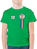 Fussball WM 2022 Fanartikel Kinder - 12. Mann Kroatien Emblem - 116 (5/6 Jahre) - Grün - T-Shirt - F130K - Kinder Tshirts und T-Shirt für Jung