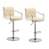 2 Barhocker,Barstühle,Bürohocker,Küchenhocker,Bistrohocker,Küchenstuhl,Stuhl,Lounge Bar Hocker,Sitzhöhenverstellung,PU Kunstleder, mit Lehne +Armlehnen,gut gepolsterte S