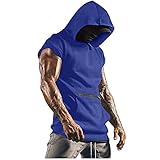 Ärmellos Tank Top Muskelshirt Herren Workout Sport Fitness Hoodie Unterhemden Weste mit Reißverschluss Handytaschen Mode Streetwear Männer Sommer Vest Basic T-Shirt Tankshirt Mit Kap
