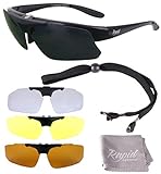 Rapid Eyewear Rx POLARISIERTE SPORTBRILLE SEHSTÄRKE mit Optikadapter und Wechselgläser x4. Brille für Radsport, Ski, Schießen, Laufen, usw. Optische Sonnenbrille Für Herren und D