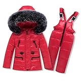 YQSR Set Daunenjacke für Babys, Schneeanzug, Kinder, Pelz, Babykostüm, Jacke, Skijacke, Daunenjacke, Parka mit Kapuze, Winter, 1-6 J