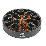 Decyam Anti Schling Napf Hund Hundenapf Langsame Fütterung Langsam Fressen Slow Feeder Dog Bowl (Medium, Schwarz Flower)