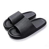 Damen Herren Duschschieber Badeschuhe Strand Pool Garten Sandalen Dicke Sohle rutschfest Schwarz 40/41