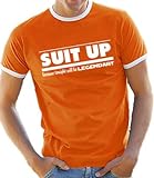 Touchlines How I Met Your Mother SUIT UP T-Shirt, Herren Langarm T-Shirt Evolution Fussball, orange/Weiß - Size: M