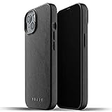 Mujjo iPhone 13 Leder Hülle (Schwarz) - Premium Handy Case - Kompatibel mit iPhone 13 - Extra Dünn - Handyhülle - Stoßfeste Schutzhülle - Kabelloses Laden - 6,1”