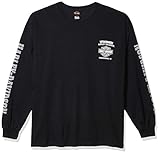 Harley-Davidson Men's Skull Lightning Crest Graphic Long Sleeve Shirt, Black