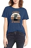 T-Shirt für Damen mit Aufschrift 'Black Cat Coffee Because Murder is Wrong', Vintage-Stil, kurzärmelig, lustiges Unisex-T-Shirt Gr. M, b