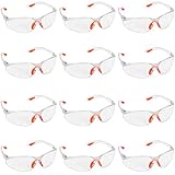 Kurtzy 12-er Pack Schutzbrillen Transparent mit Gummieinsatz an Nase und Ohren für sicheren Schutz – Augenschutzbrille Sicherheitsbrille Laborbrille Kratzfeste Linsen – PSA Arbeitsschutzb