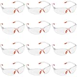 Kurtzy 12-er Pack Schutzbrillen Transparent mit Gummieinsatz an Nase und Ohren für sicheren Schutz – Augenschutzbrille Sicherheitsbrille Laborbrille Kratzfeste Linsen – PSA Arbeitsschutzb