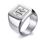 VNOX Männer Monogramm Name Ring Siegelring College Ring Initialen Ring Männer Initial Band Mens Kreis Brief Ring,Geschenk fü