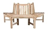 Ambientehome 30022 Baumbank, Massivholz, Holzbank, Gartenbank, Circa 180 cm breit unbehandeltes Teakholz halber Kreis Rundbank, G