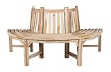 Ambientehome 30022 Baumbank, Massivholz, Holzbank, Gartenbank, Circa 180 cm breit unbehandeltes Teakholz halber Kreis Rundbank, G