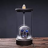 Räuchergefäß, Rückfluss-Räucherkegel, Keramik-Räucherkegel, Räucherstäbchenhalter, Totenkopf-Design, mit LED-Rückfluss-Räuchergefäß, Heimdekoration, Handwerk, Geschenk, mit 10 kostenlosen Keg