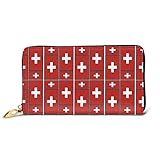 Portmonee Schweiz Flagge Puzzle Geldbeute Vintage Leder Geldbörse Niedliche Reißverschluss Geldbörse Für Kinder, Freundin, M