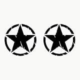 AUTODOMY 4x4 Off Road Army Stern Militär Zerstört Military Star US Army Aufkleber Verschiedene Größen 10 cm 15 cm 20 cm 25 cm Paket 2 Stück für Auto oder Motorrad (Schwarz, 10 cm)