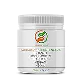 NEU Goldene Milch Kapseln | Golden Milk | Kurkuma Latte | 2 Monatspackung | FERTIGE MISCHUNG | 100% ECHTES Gerstengras + Kurkuma Extrakt | HAUT & HAARE + IMMUNSYSTEM