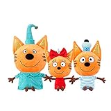 fangzhuo Stofftier Echte Kinder Und Katzen Russisch Три Кота Meine Familie DREI Glückliche Katzen Plüschpuppe Keks Candy Pudding Glückliche Katze Puppe Spielzeug Kinder Geschenk