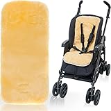 100% Lammfell Auflage für Buggy und Kinderwagen / 5-Punkte-Gurtsytem geeignet 12-36 M