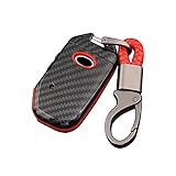Piano Sea Carbon Style Auto Remote Key Cover Case fit for kia sportage fit for caed fit for sorento fit for cerato fit for forte 2017 2019 fit for seltos fit for telluride 2020 2021 ( Color : Red )