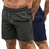 COOFANDY Herren 2 Pack Gym Workout Shorts Quick Dry Bodybuilding Gewichtheben Hosen Training Laufen Jogger mit Taschen - - M