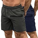 COOFANDY Herren 2 Pack Gym Workout Shorts Quick Dry Bodybuilding Gewichtheben Hosen Training Laufen Jogger mit Taschen - - M