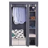 Stoffschrank Kleiderschrank Faltschrank mit Kleiderstange,6 Würfel,110x45x175cm,Furniture Bedroom Wardrobes (Grau)