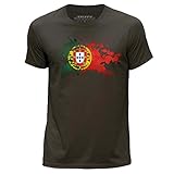 Stuff4 Herren/X groß (XL)/Dunkelbraun/Rundhals T-Shirt/Portugal Flagge Sp