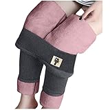 lbert Leggings Damen Winter Fleecehose Gefüttert Thermo Leggins Dicke Kaschmir Katze Drucken Strumpfhose Winterleggings Haushose High Waist Slim Weiche Yogahosen Thermojosen Thermolegging