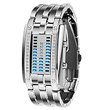 Hergswre Iron Face Knight Binäre Led Uhr Zwei vertikale Reihen Zweireihige Lichtuhr Lava Elektronische Uhr - Splitter Weibliche Blaue Lamp