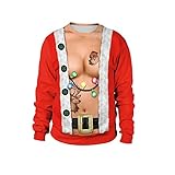 MOKBAY Frauen lustige Weihnachtsdruck-Oberteile Mode warmes langärmeliges Sweatshirt beiläufige Pulloverbluse Sweatshirt Mädchen Frauen Teenager Casual Top Shirts Langarm Jacke Streetwear M