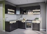 ELDORADO-MÖBEL WINKELKÜCHE ALINA 250x170 WENGE L-FORM KÜCHENZEILE ECK KÜCHENBLOC
