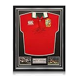 Exclusive Memorabilia Britisches Rugby-Shirt der Lions, signiert von Martin Johnson. Überlegener R