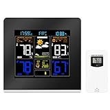 Professionelle Funkwetterstation, automatische Digital-Wetterstation mit Außensensor, Farb-LCD, Risiko Alarm kann 3 Sensoren verb